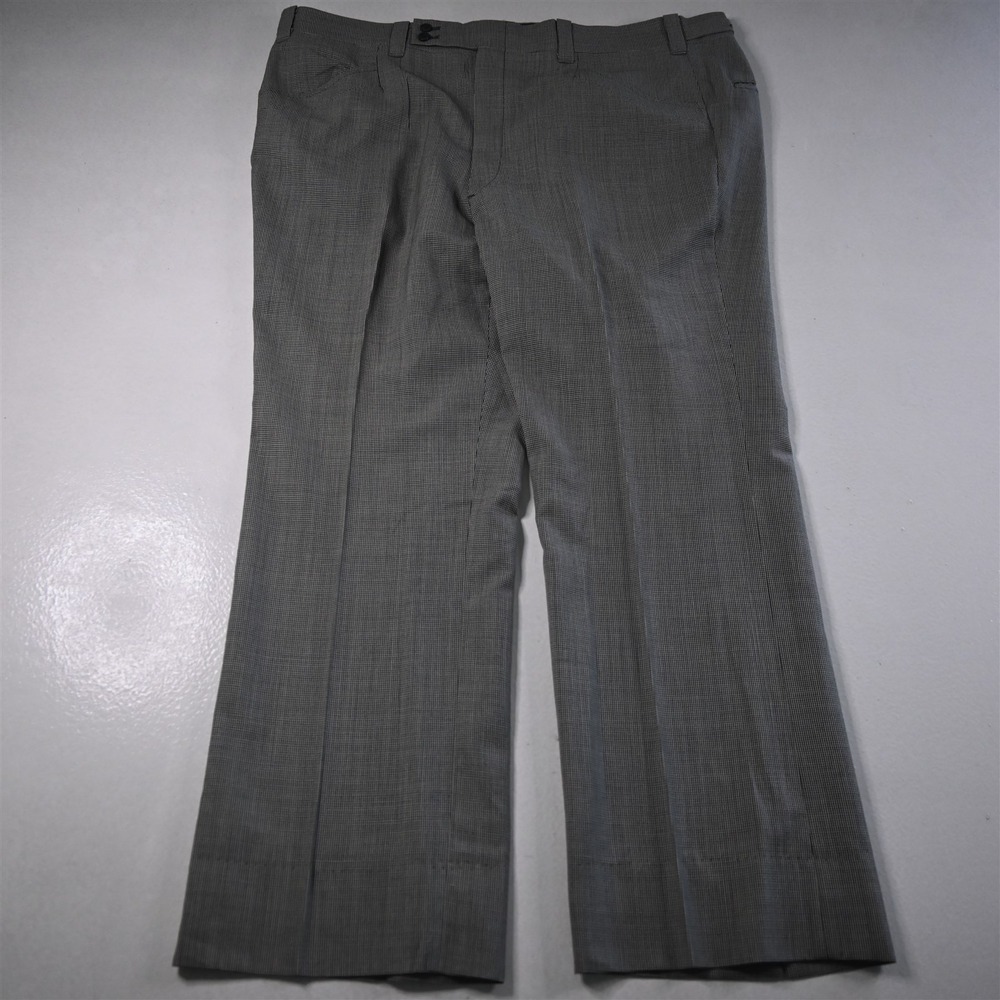 Bespoke 40x30 Gray Houndstooth‎ Wool Flat Front Bootcut Western Dress Mens Pants